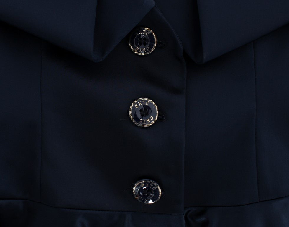 Veste blazer bleue à trois boutons et boutonnage simple Exte