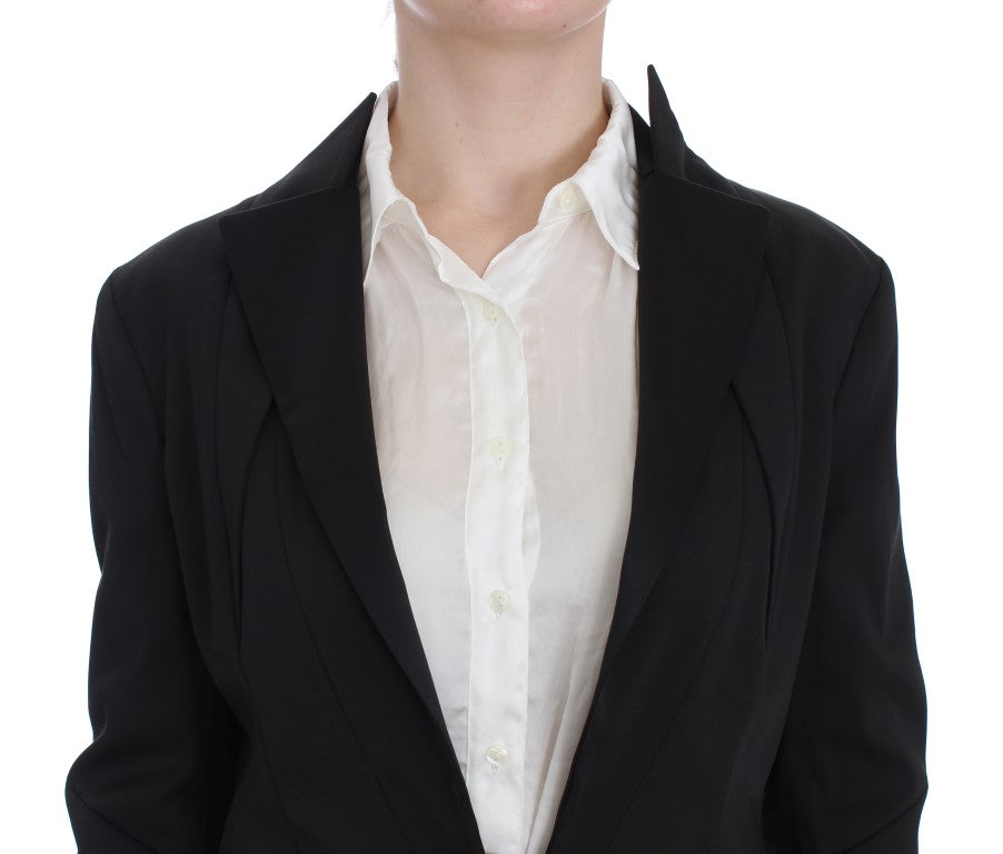 Veste blazer noire extensible à boutonnage simple Exte