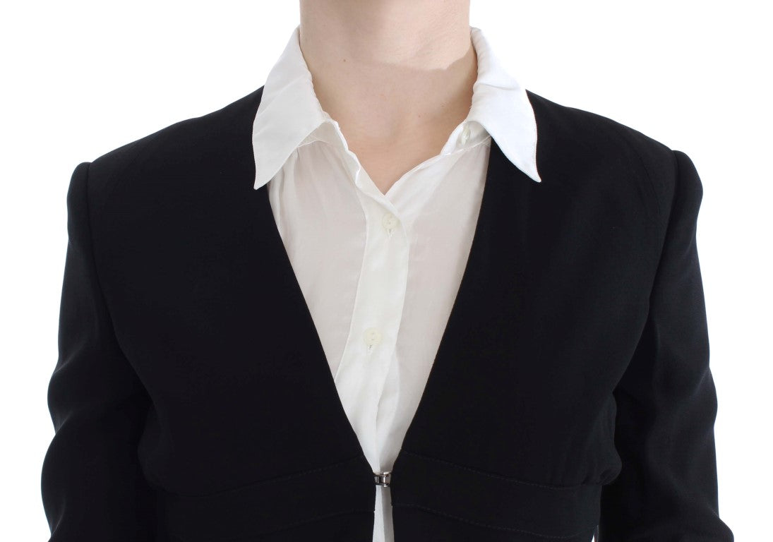 Ensemble deux pièces jupe et blazer noir et bleu Exte