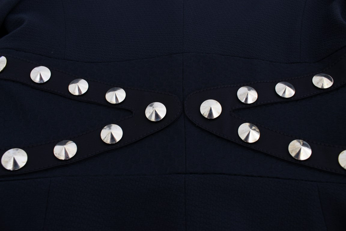 Veste blazer en coton stretch noir à clous dorés Exte