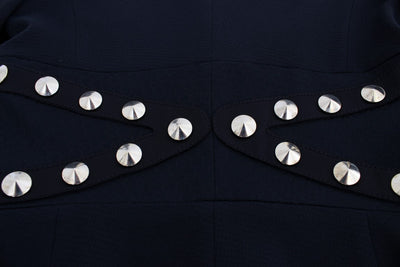 Veste blazer en coton stretch noir à clous dorés Exte