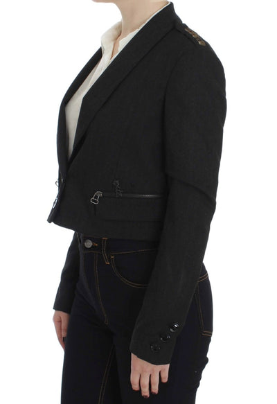 Veste courte extensible grise cloutée dorée Exte