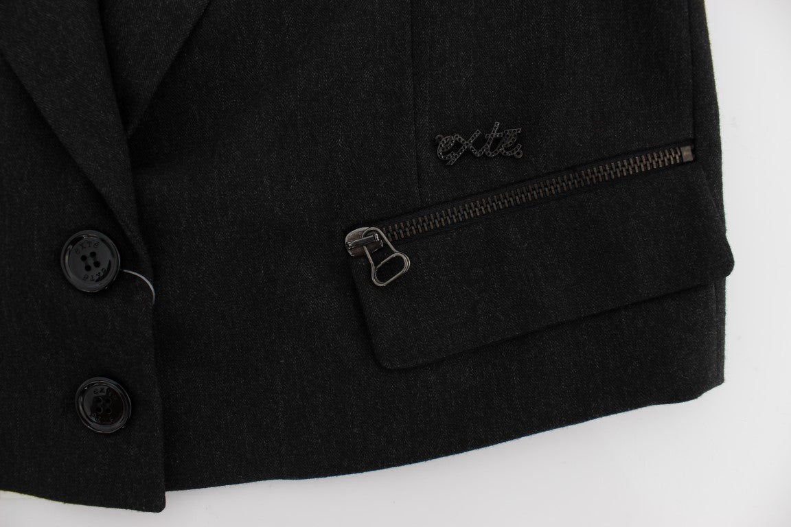 Veste courte extensible grise cloutée dorée Exte