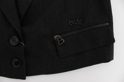 Veste courte extensible grise cloutée dorée Exte