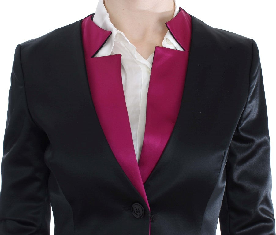 Veste blazer extensible noire et rose Exte