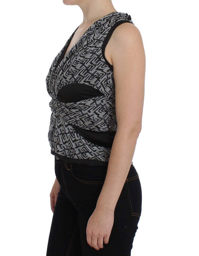 Karl Lagerfeld Grijs Zwarte Zijden Blouse Top