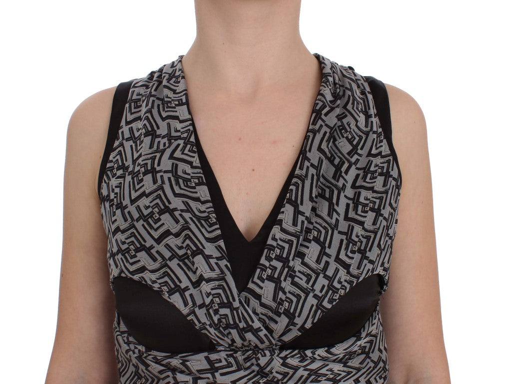 Karl Lagerfeld Grijs Zwarte Zijden Blouse Top