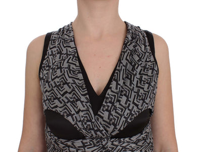 Karl Lagerfeld Grijs Zwarte Zijden Blouse Top