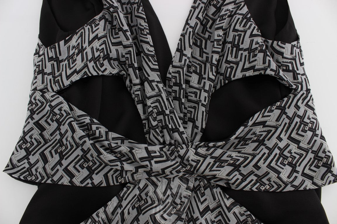 Karl Lagerfeld Grijs Zwarte Zijden Blouse Top
