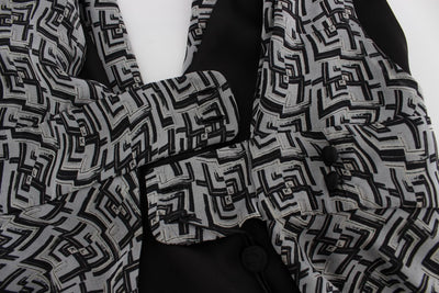 Karl Lagerfeld Grijs Zwarte Zijden Blouse Top