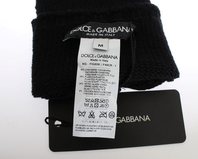 Dolce &amp; Gabbana Zwarte Kasjmier Pailletten Vingerloze Handschoenen