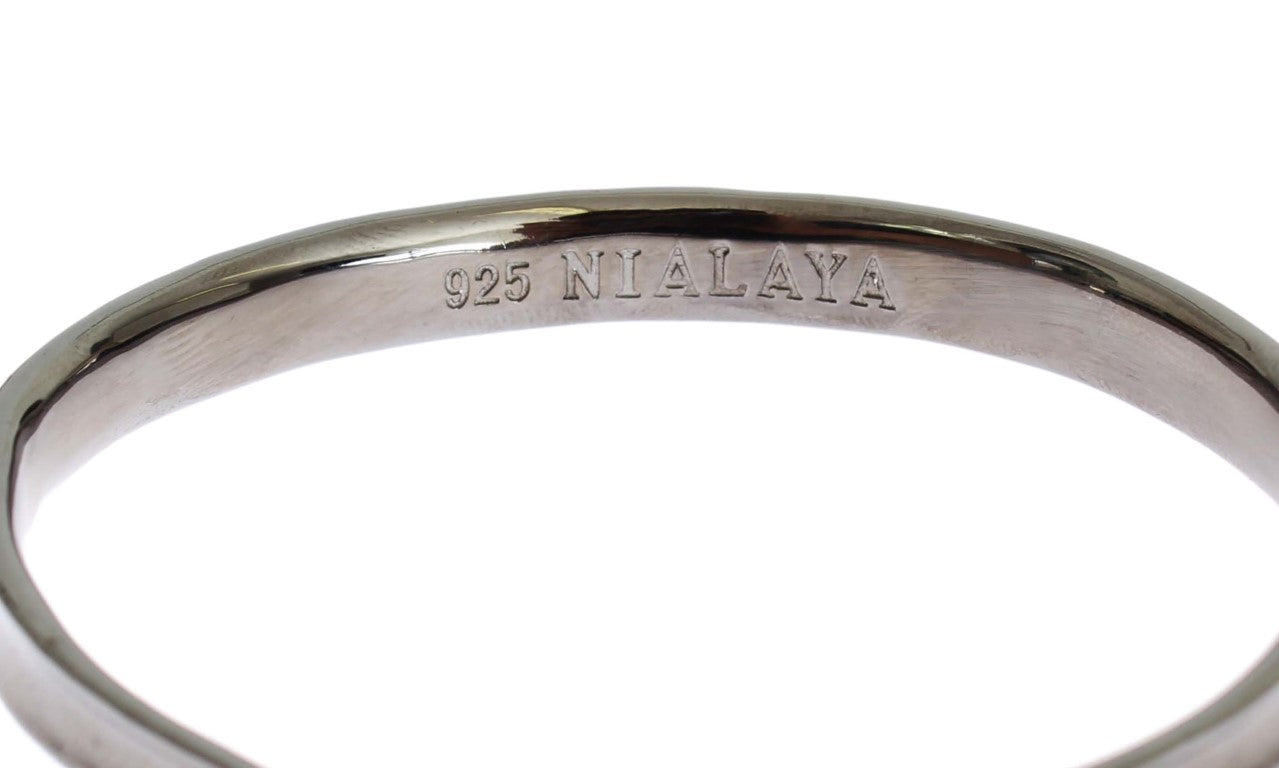 Nialaya Gray Rhodium 925 Zilveren Bangle Armband