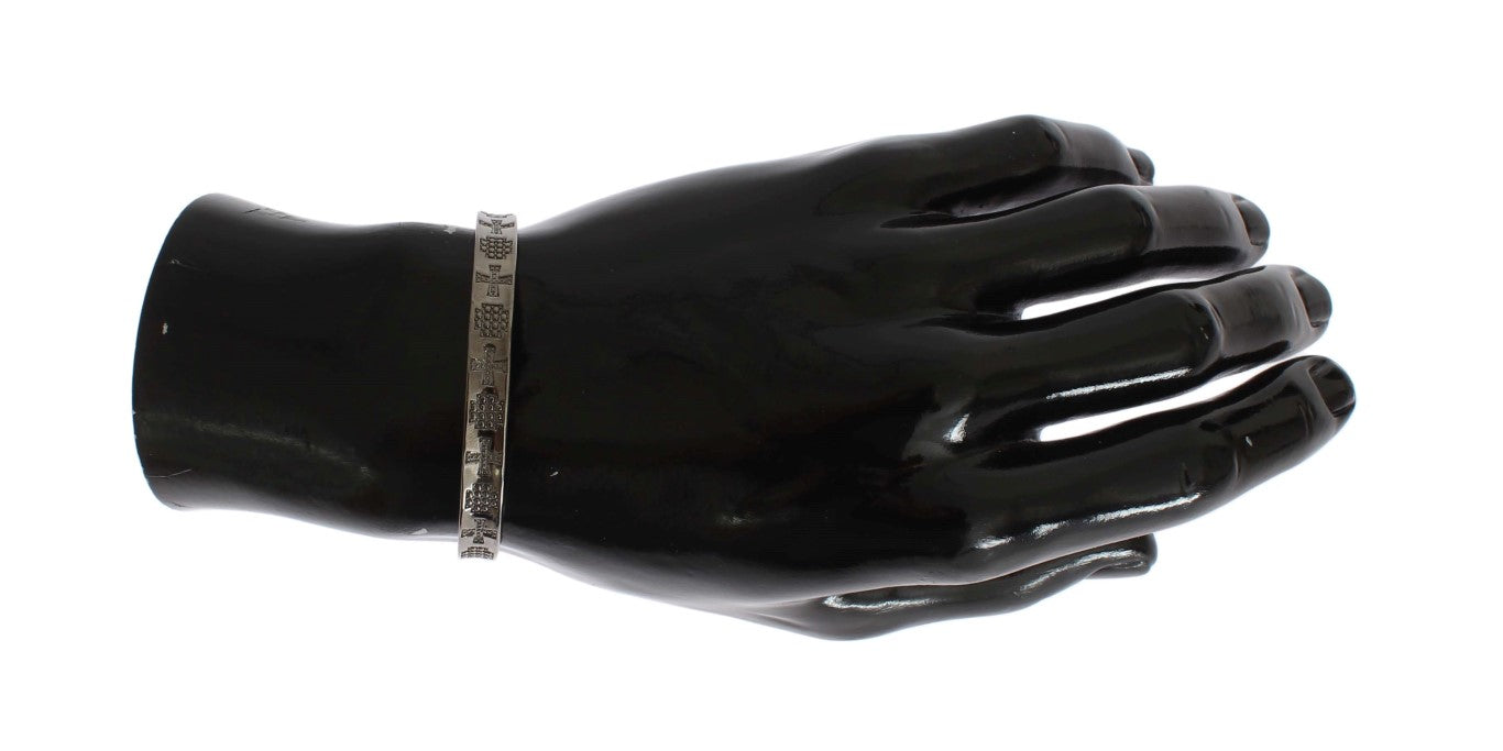Nialaya Gray Rhodium 925 Zilveren Bangle Armband