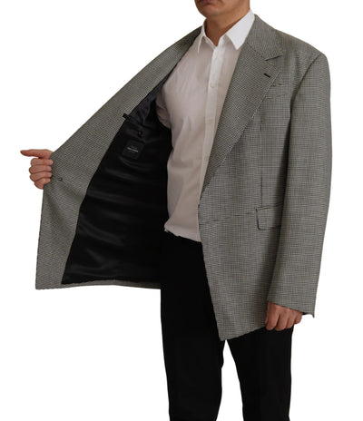 Dolce & Gabbana Gray Checkered Single Breasted Jacket Blazer