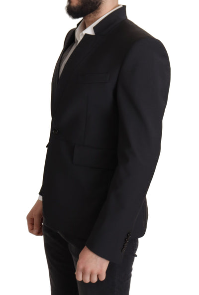 Dolce &amp; Gabbana Zwarte Wollen Enkelrijsjas Heren Blazer
