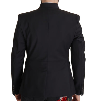 Dolce &amp; Gabbana Zwarte Wollen Enkelrijsjas Heren Blazer