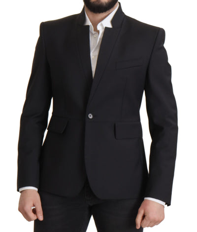 Dolce &amp; Gabbana Zwarte Wollen Enkelrijsjas Heren Blazer