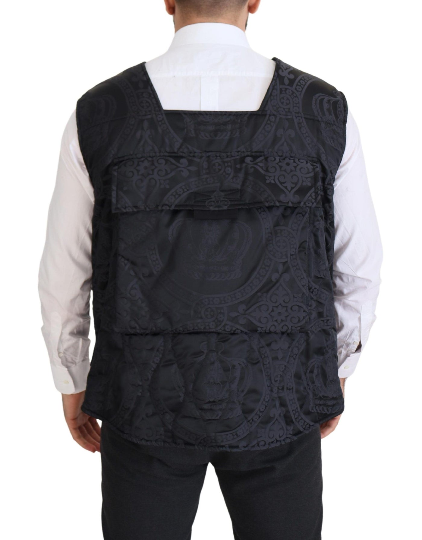 Dolce &amp; Gabbana zwart nylon mouwloos jack met volledige ritssluiting