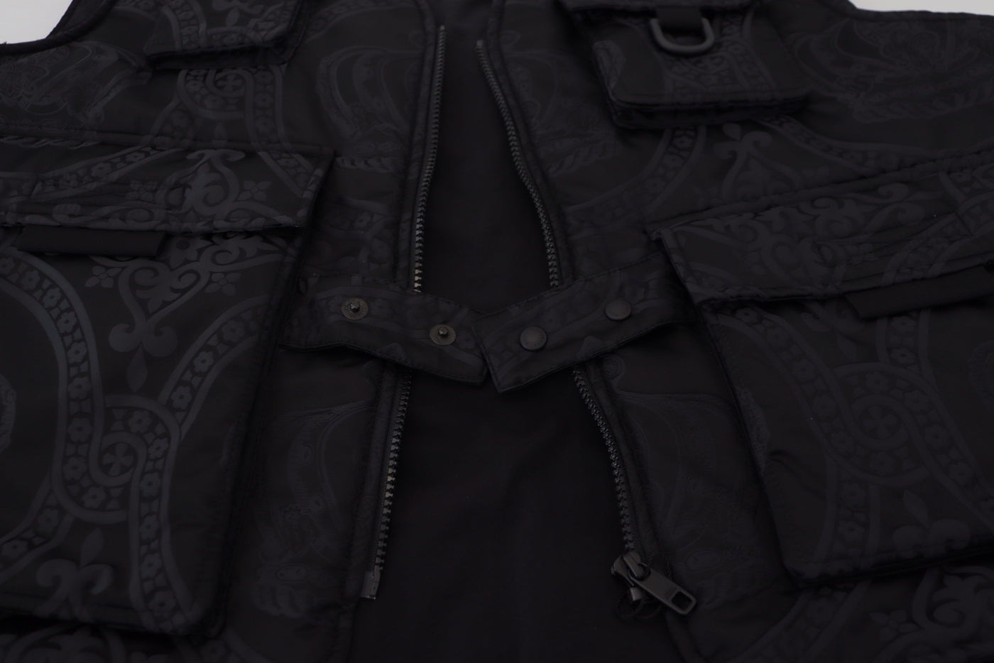Dolce &amp; Gabbana zwart nylon mouwloos jack met volledige ritssluiting