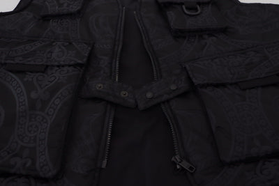 Dolce &amp; Gabbana zwart nylon mouwloos jack met volledige ritssluiting