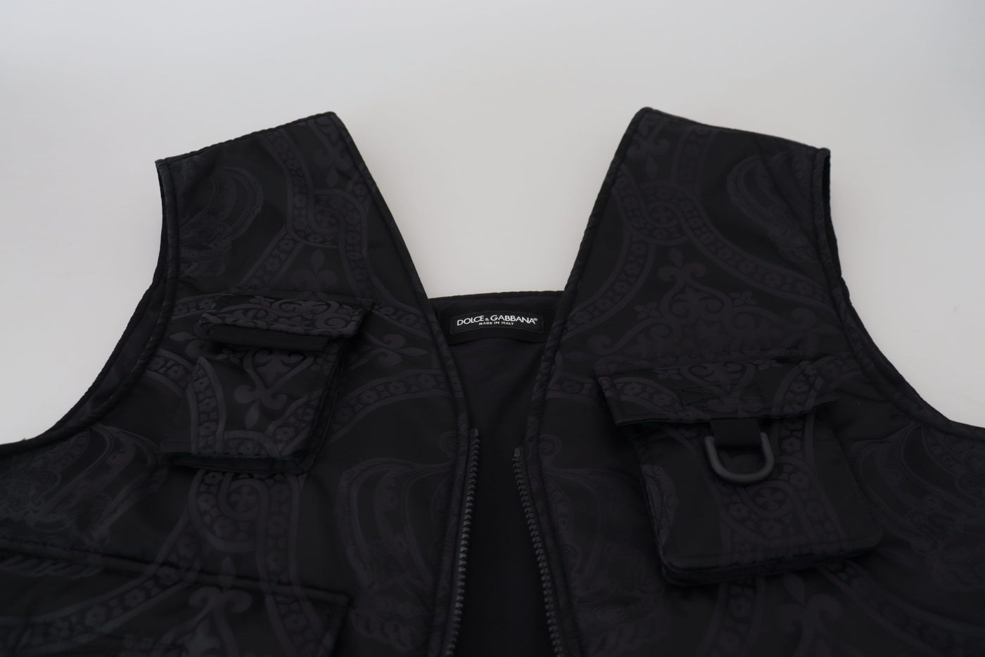 Dolce &amp; Gabbana zwart nylon mouwloos jack met volledige ritssluiting