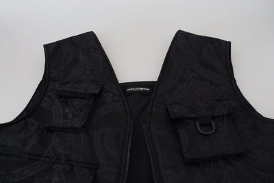 Dolce &amp; Gabbana zwart nylon mouwloos jack met volledige ritssluiting