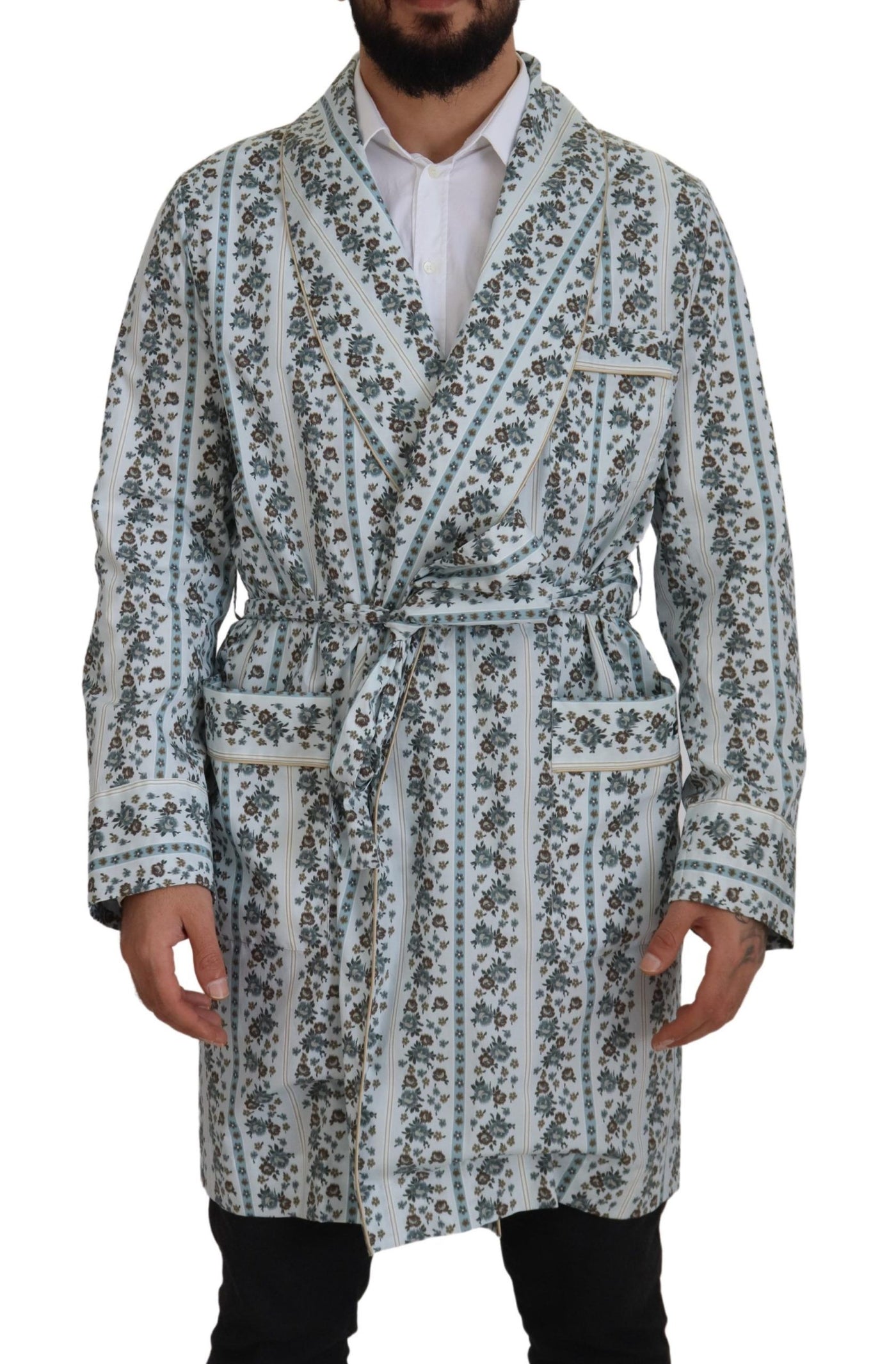 Dolce &amp; Gabbana blauwe katoenen jas met bloemenprint