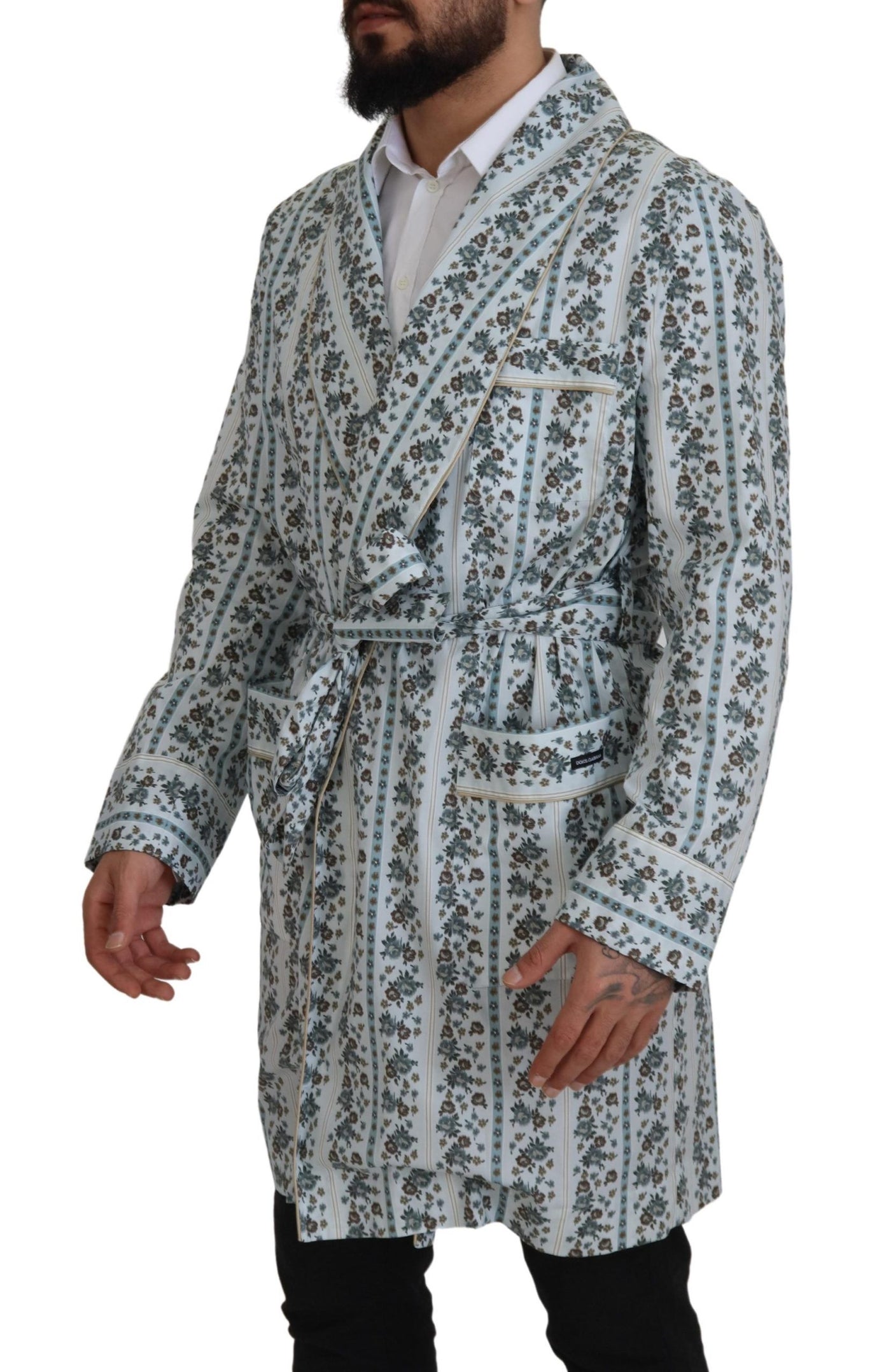 Dolce &amp; Gabbana blauwe katoenen jas met bloemenprint