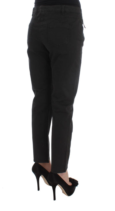 Costume National Zwarte Katoenen Capri Cropped Denim Jeans