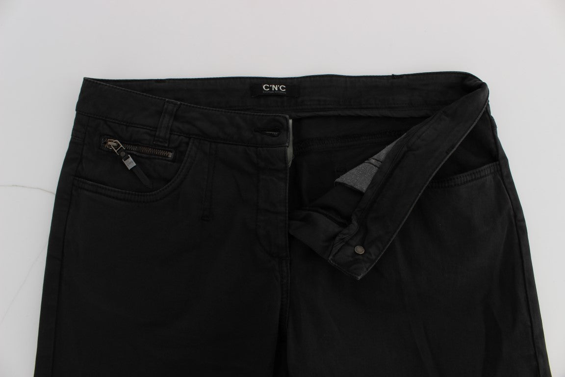 Costume National Zwarte Katoenen Capri Cropped Denim Jeans