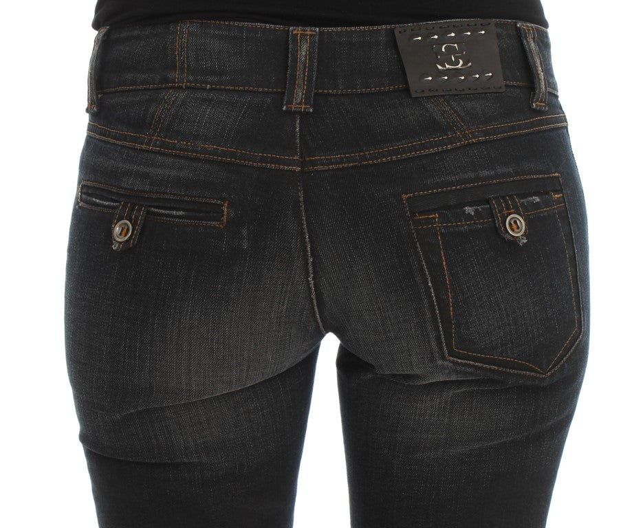 Ermanno Scervino slim-fit jeans van katoen met blauwe wassing