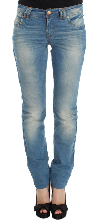 John Galliano Blue Wash Slim Fit Jeans van Katoenmix