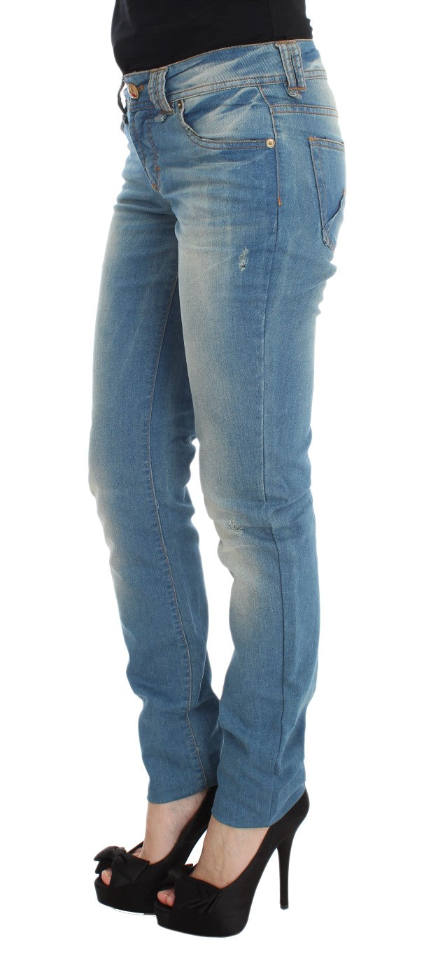 John Galliano Blue Wash Slim Fit Jeans van Katoenmix
