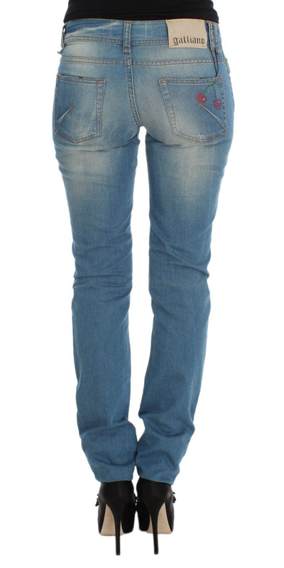 John Galliano Blue Wash Slim Fit Jeans van Katoenmix