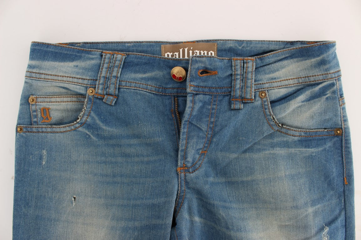 John Galliano Blue Wash Slim Fit Jeans van Katoenmix