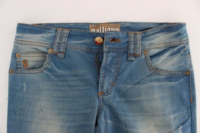 John Galliano Blue Wash Slim Fit Jeans van Katoenmix