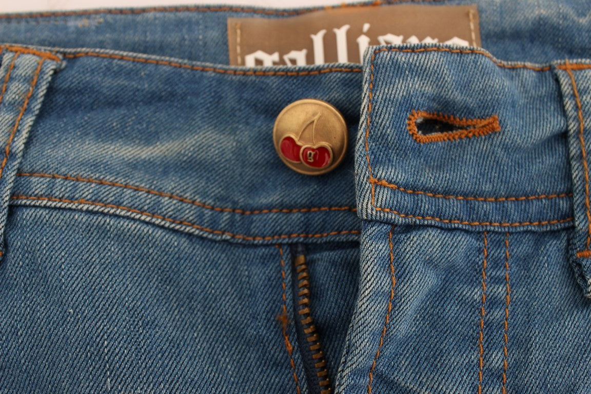John Galliano Blue Wash Slim Fit Jeans van Katoenmix