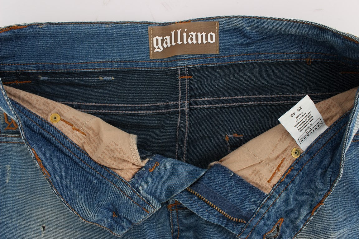 John Galliano Blue Wash Slim Fit Jeans van Katoenmix