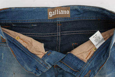 John Galliano Blue Wash Slim Fit Jeans van Katoenmix