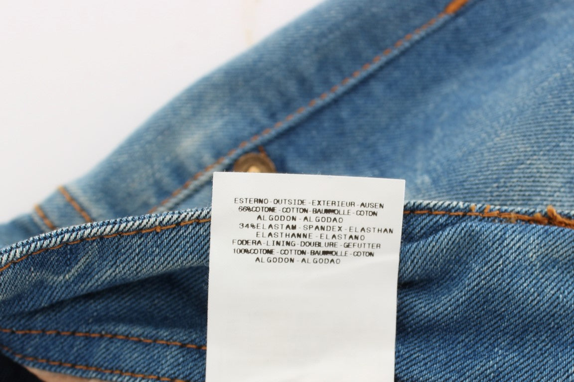 John Galliano Blue Wash Slim Fit Jeans van Katoenmix