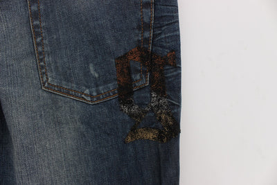 John Galliano Blue Wash Cotton Blend Slim Fit Jeans