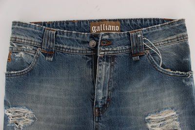 John Galliano Blue Wash Katoenen Boyfriend Fit Cropped Jeans