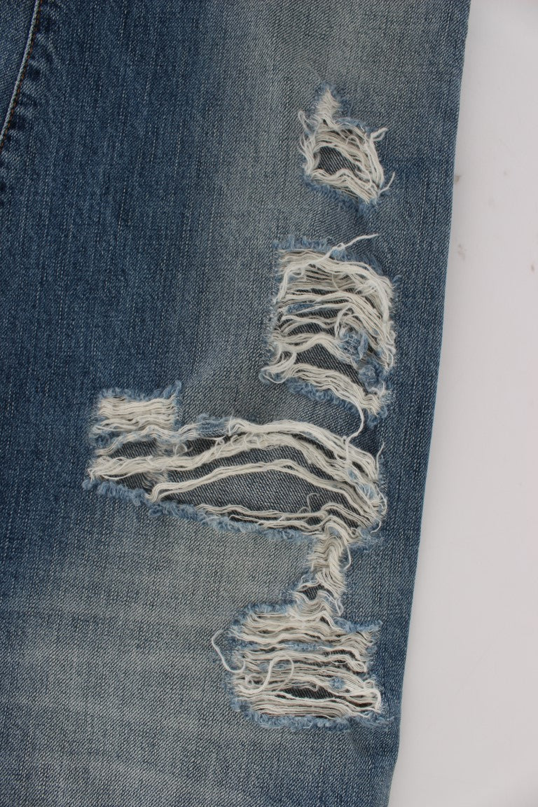 John Galliano Blue Wash Katoenen Boyfriend Fit Cropped Jeans