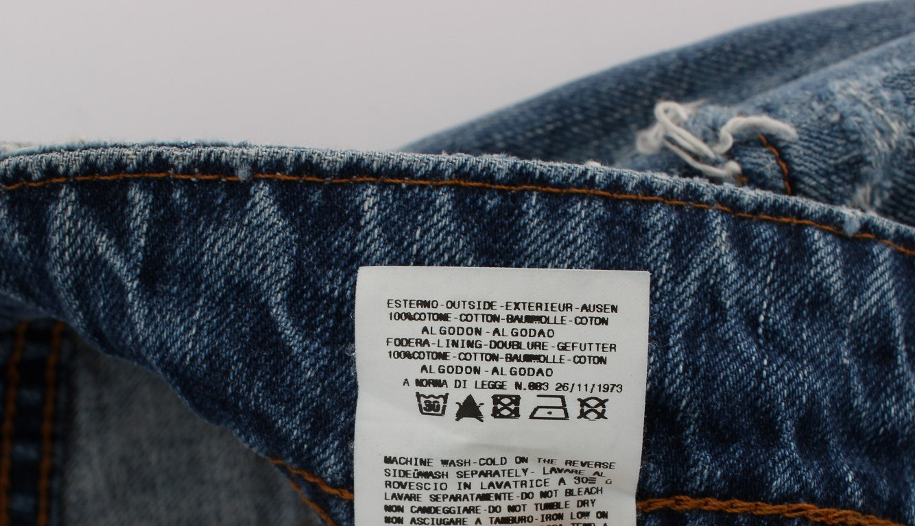 John Galliano Blue Wash Katoenen Boyfriend Fit Cropped Jeans