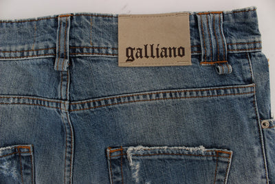 John Galliano Blue Wash Katoenen Boyfriend Fit Cropped Jeans
