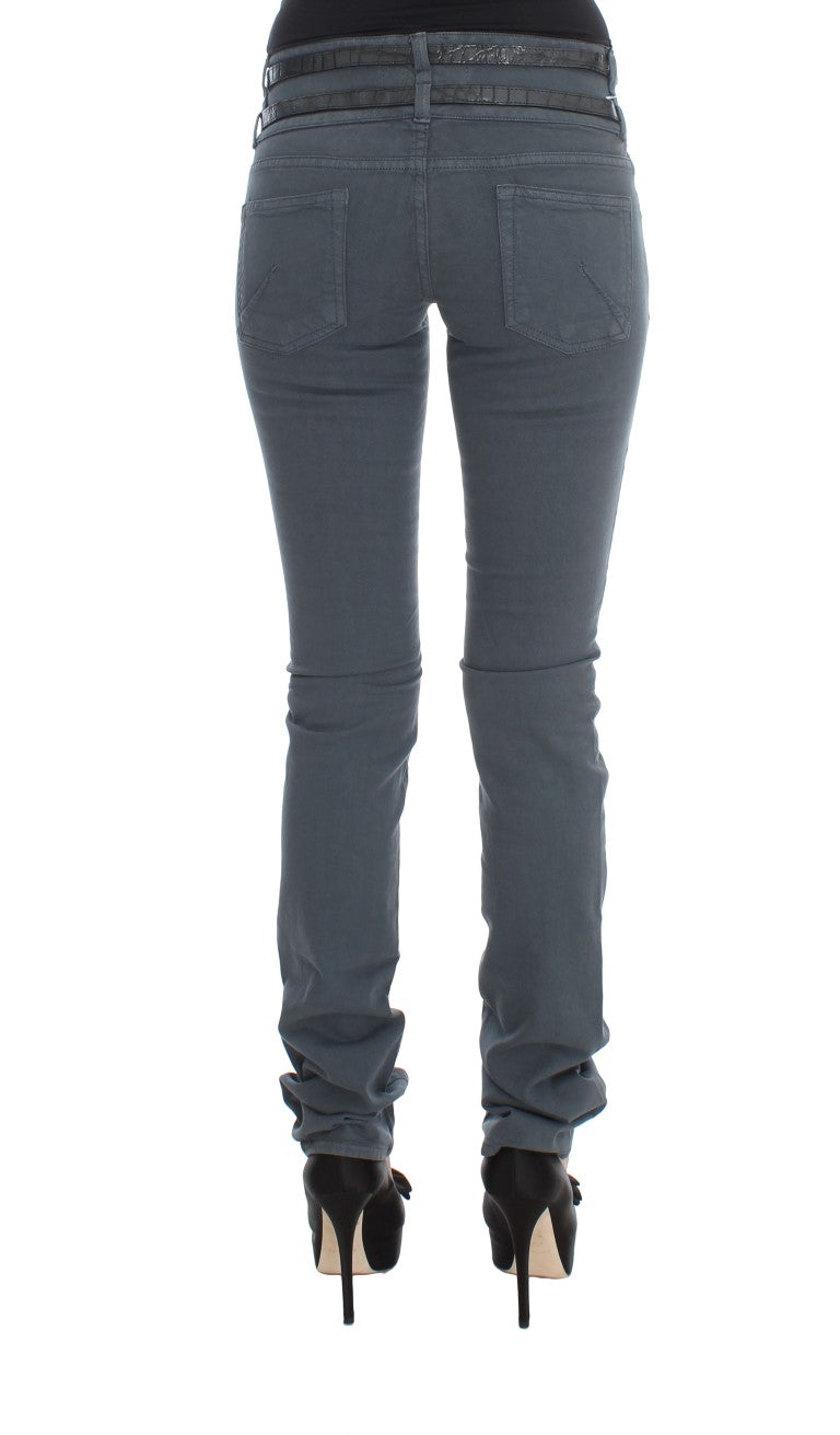 John Galliano blauwe jeans met hoge taille en slim fit van katoenmix