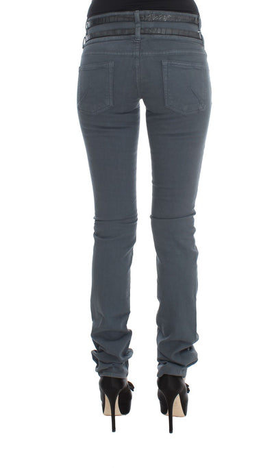 John Galliano blauwe jeans met hoge taille en slim fit van katoenmix