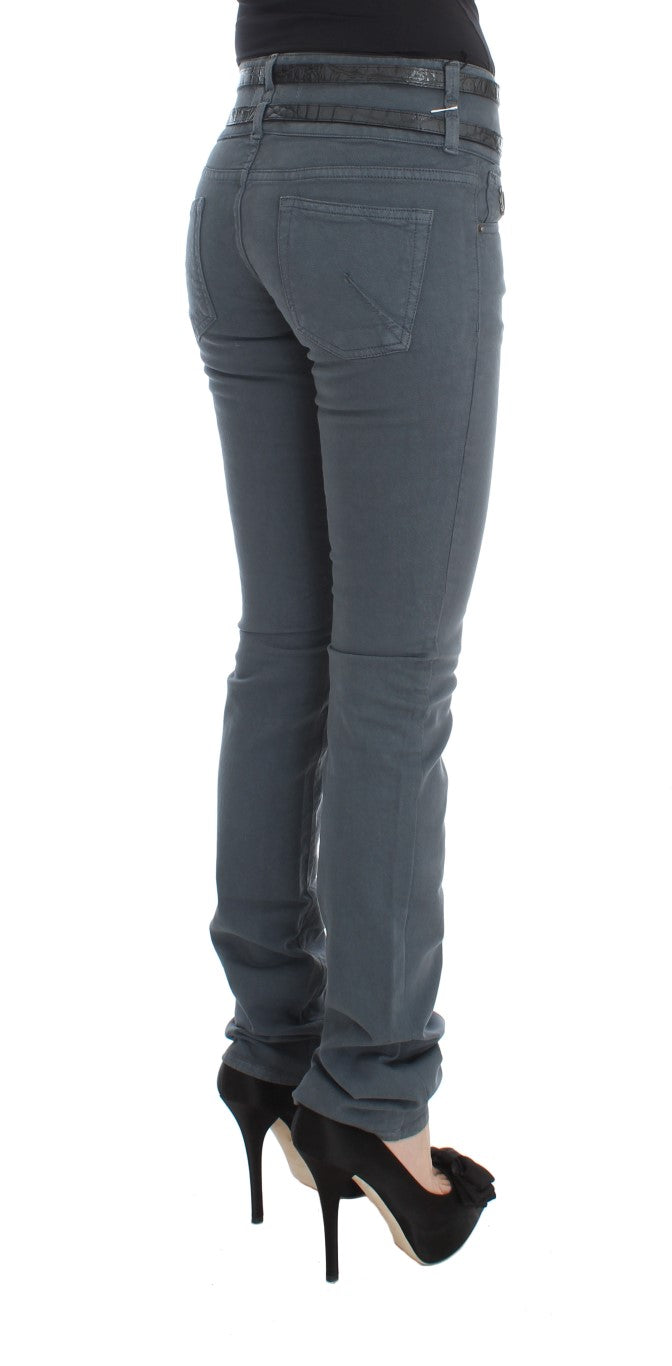 John Galliano blauwe jeans met hoge taille en slim fit van katoenmix
