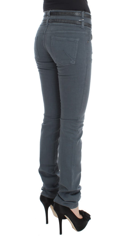 John Galliano blauwe jeans met hoge taille en slim fit van katoenmix
