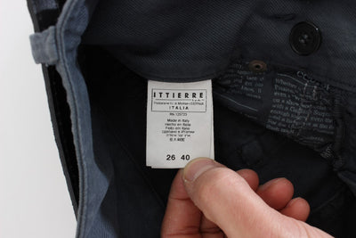 John Galliano blauwe jeans met hoge taille en slim fit van katoenmix